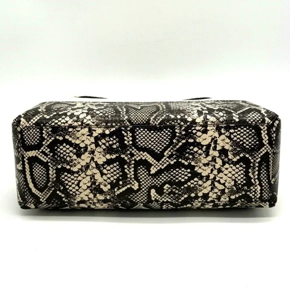 Michael Kors Large Reed Leather Belted Satchel Crossbody Bag Cream Snakeskin - Picture 6 of 11